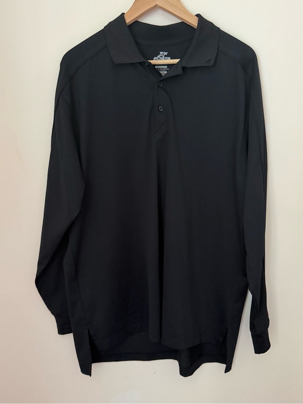 Men's Long Sleeve Black Polo - Performance Stretch